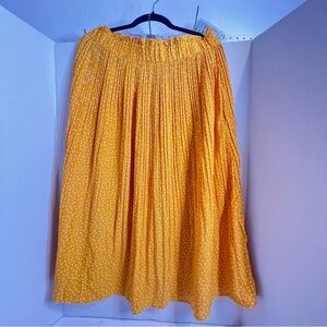Women’s High Waisted Polka DOT Pleated Skirt, Yellow, Size L